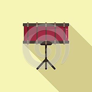 Stand drum icon flat vector. Kit music