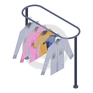 Stand hanger clothes icon, isometric style