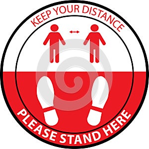 Stand Here  keep distance, Social distancing pictogram,clip art