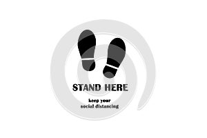 Stand Here Symbol Sign Isolate on background,Social distance,Increasing the physical space between people to avoid spreading