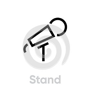 Stand microphone icon. Editable line vector.