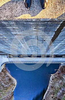 Stand on the Rappbode Dam. Rappbode-Talsperre in Elbingerode. Germany