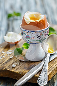 Stand with soft-boiled egg.