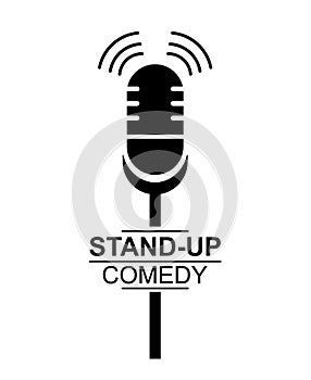 Stand up comedy black icon. Flat style vector