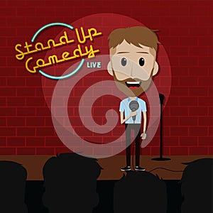 Stand up comedy comic guy on stage