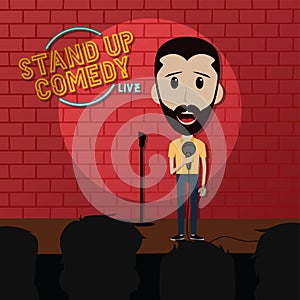 Stand up comedy comic guy on stage