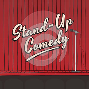 Stand up comedy live stage red curtain