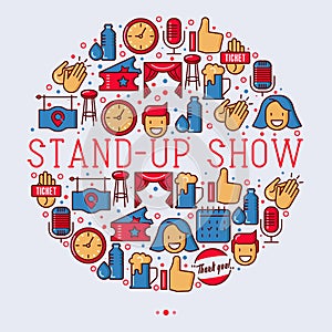 Stand up comedy show concept in circle