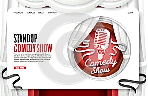 Stand up comedy show vector website landing page design template