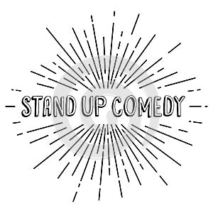 stand up comedy text show sunrays retro theme