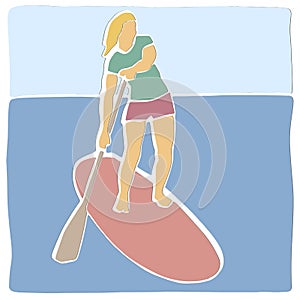 Stand up paddle surfing, boarding.