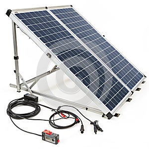 Standalone solar panel system isolated on white background