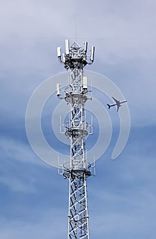 A standard 4G 5G network base station signal tower.