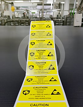 Standard caution label with text