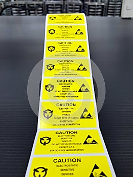 Standard caution label with text