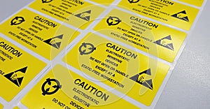 Standard caution label with text & x22;Caution& x22; for Electrostatic Sen