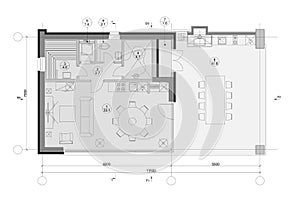 Standard furniture symbols used in architecture