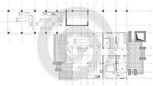 Standard living room furniture symbols set