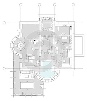 Standard living room furniture symbols set