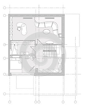 Standard living room furniture symbols set