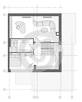 Standard living room furniture symbols set