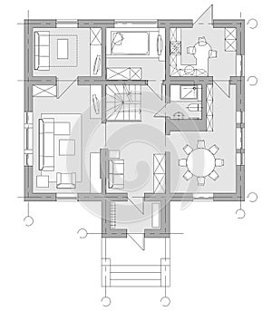 Standard living room furniture symbols set