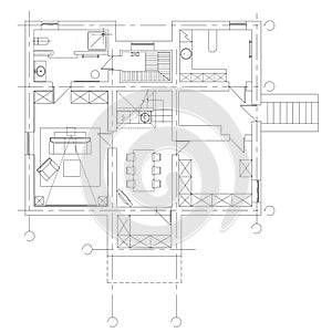 Standard living room furniture symbols set