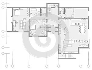 Standard living room furniture symbols set