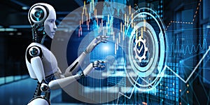 Standard quality control certification standardisation. Robot pressing button on screen 3d render