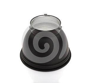 Standard reflector for stuido flash on white background