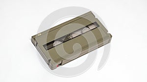 Standard size MII videocassette with white background, front view