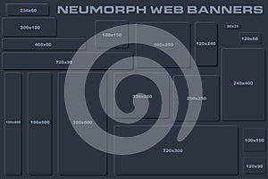 Standard Size Neumorphic UI Web Banners Templates