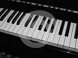 Standard size piano keyboard in black and white