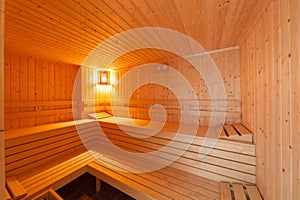 Standard wooden sauna interior