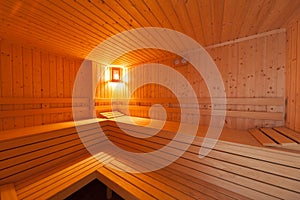 Standard wooden sauna interior