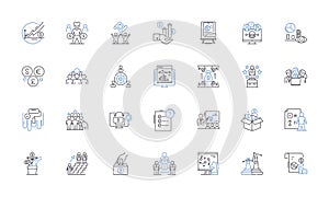 Standards line icons collection. Criteria, Norms, Benchmarks, Guidelines, Protocols, Measures, Specifications vector and