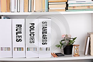 Standards, Policies and Rules. document folders and organizers