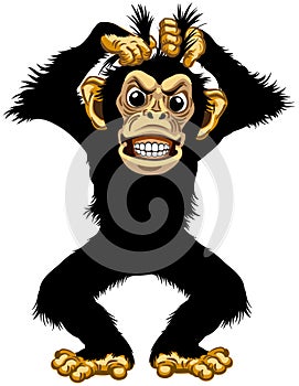 Standing angry cartoon chimp