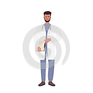 Standing bearded doctor man