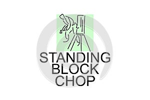 Standing block chop vector line icon. lumberjack sport.