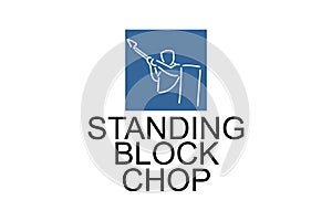 Standing block chop vector line icon. lumberjack sport.