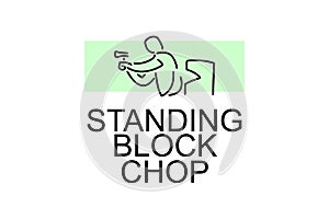 Standing block chop vector line icon. lumberjack sport.