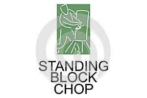 Standing block chop vector line icon. lumberjack sport.