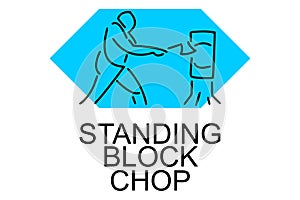 Standing block chop vector line icon. lumberjack sport.