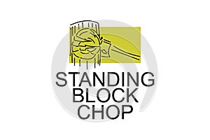 Standing block chop vector line icon. lumberjack sport.