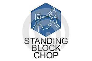 Standing block chop vector line icon. lumberjack sport.