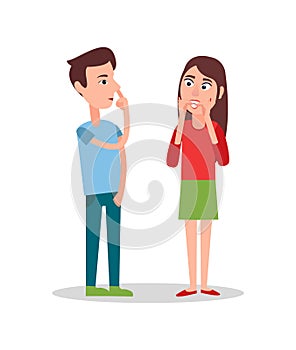 Standing Boy and Girl Isolated on White Background