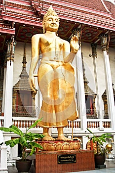 Standing Buddah in a temple in Bangkok