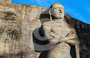 Standing Buddha at Gal Vihara Rock Temple, Sri Lanka, Asia.