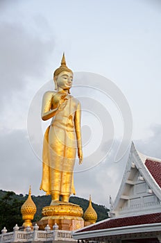 Standing Buddha image.The attitude of persuading the relatives n photo